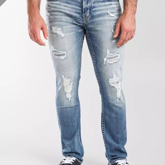 BKE Men's Alec Straight Leg Slim Low Rise Ripped Jeans - various sizes - Picture 1 of 7